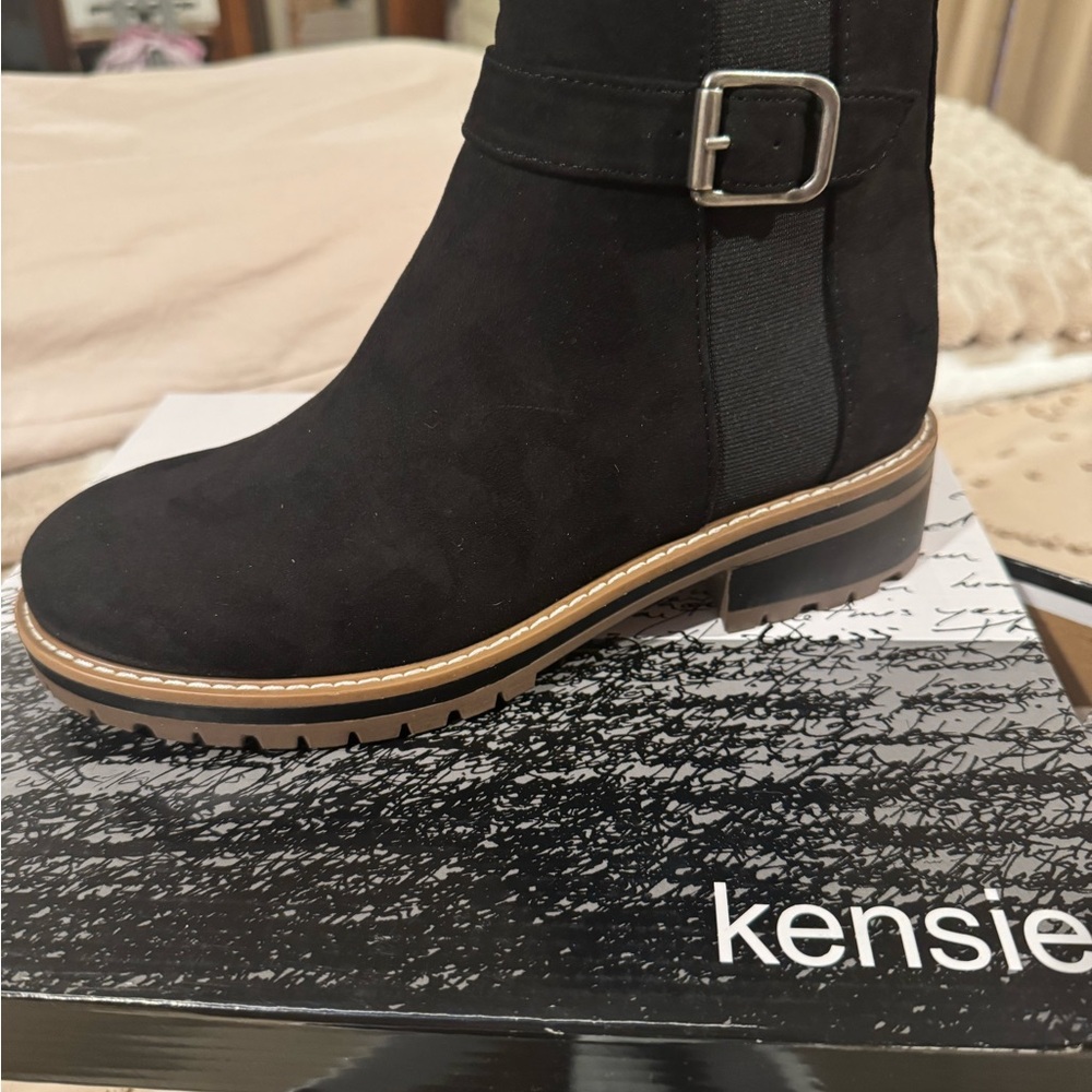 Kensie Black Ankle Boots with Buckle Detail
